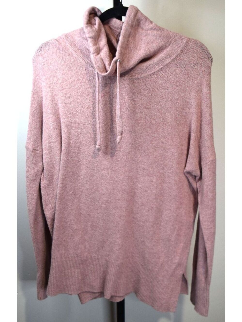 Kaisely Mauve Pink Cowl Neck Drawstring Sweater Oversized Cozy Knit Sz XL